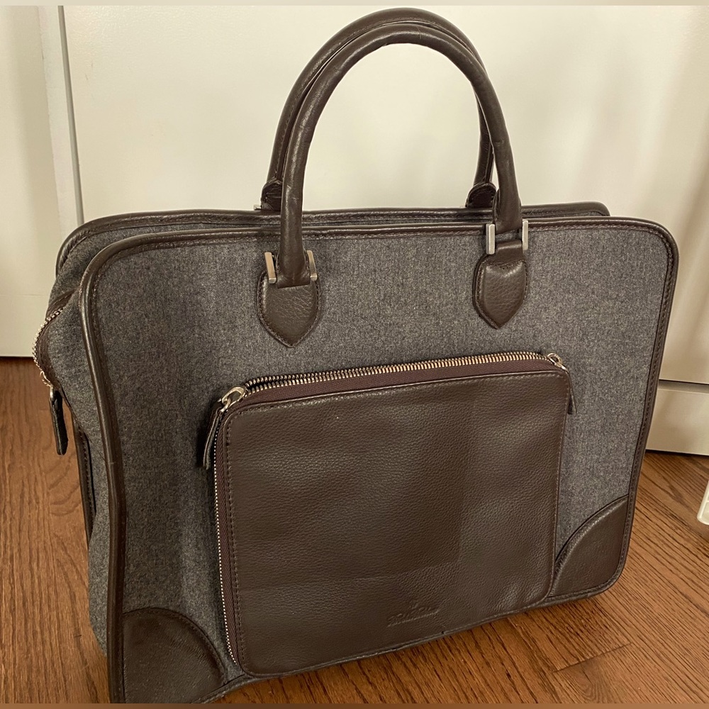 Leather and wool briefcase by Brooks Brothers